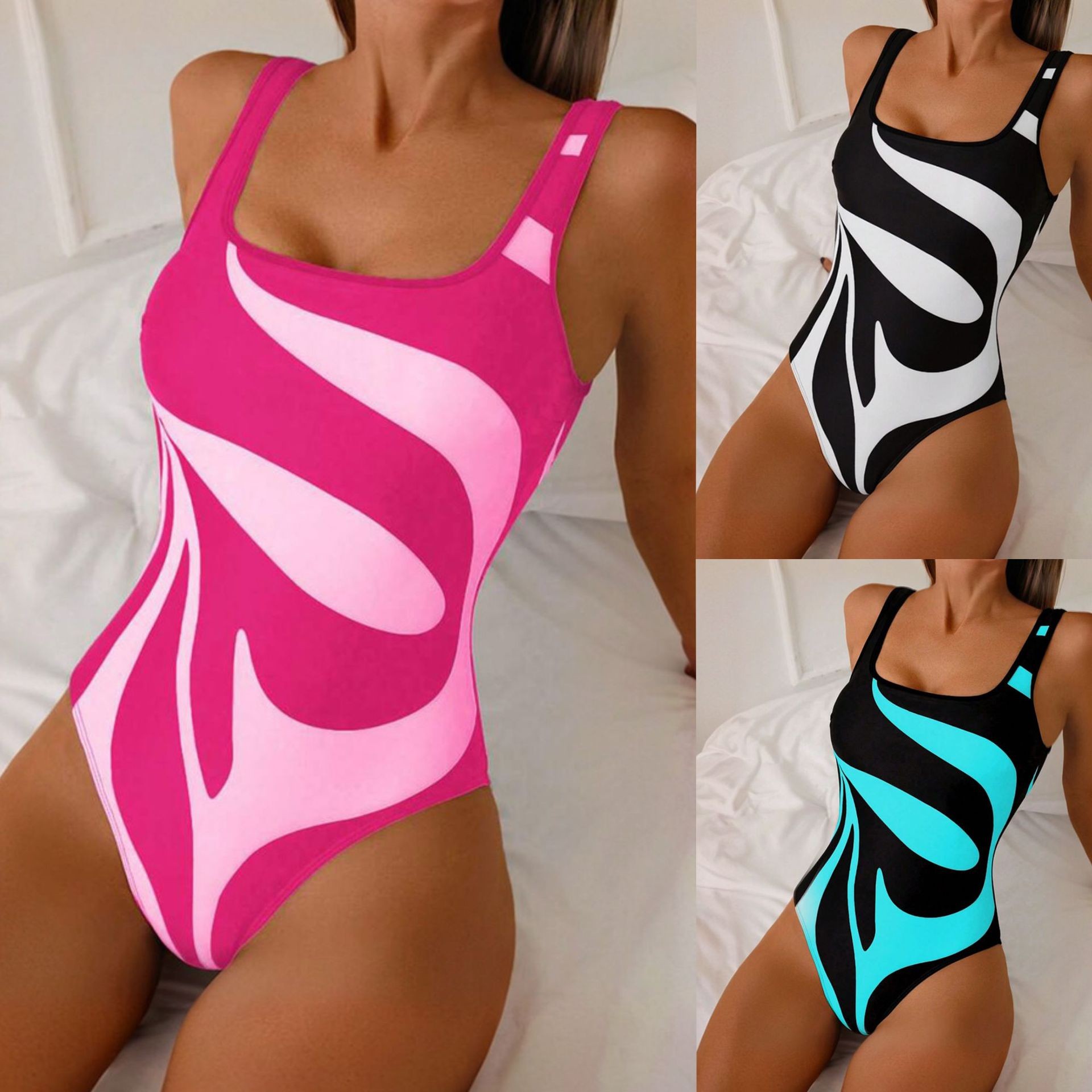 Swimwear - Woman Tankini Abstract Print Bikini High