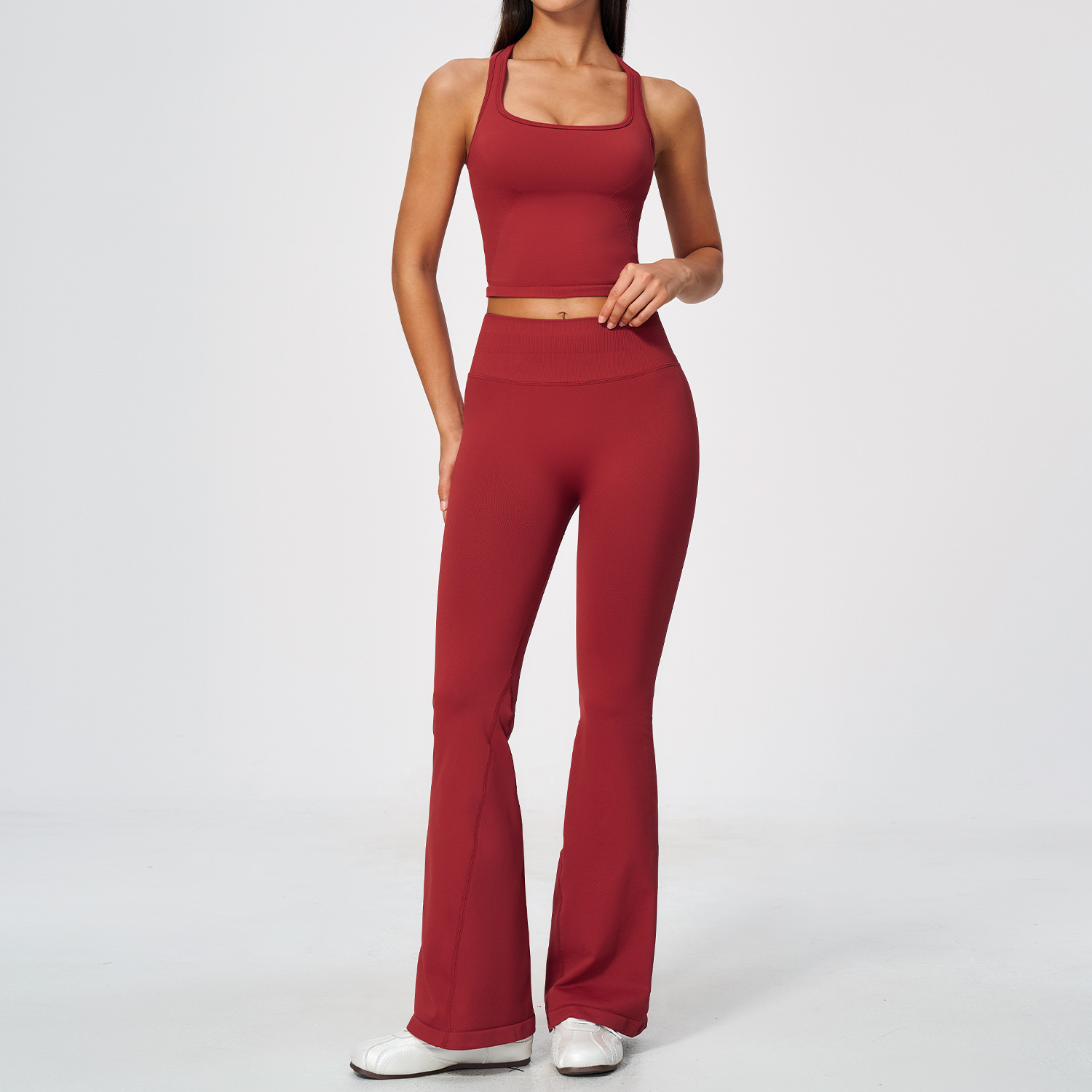 Women 2 Piece Yoga Set Racerba - Seamless Ribbed Workout Tank Top recension och pris