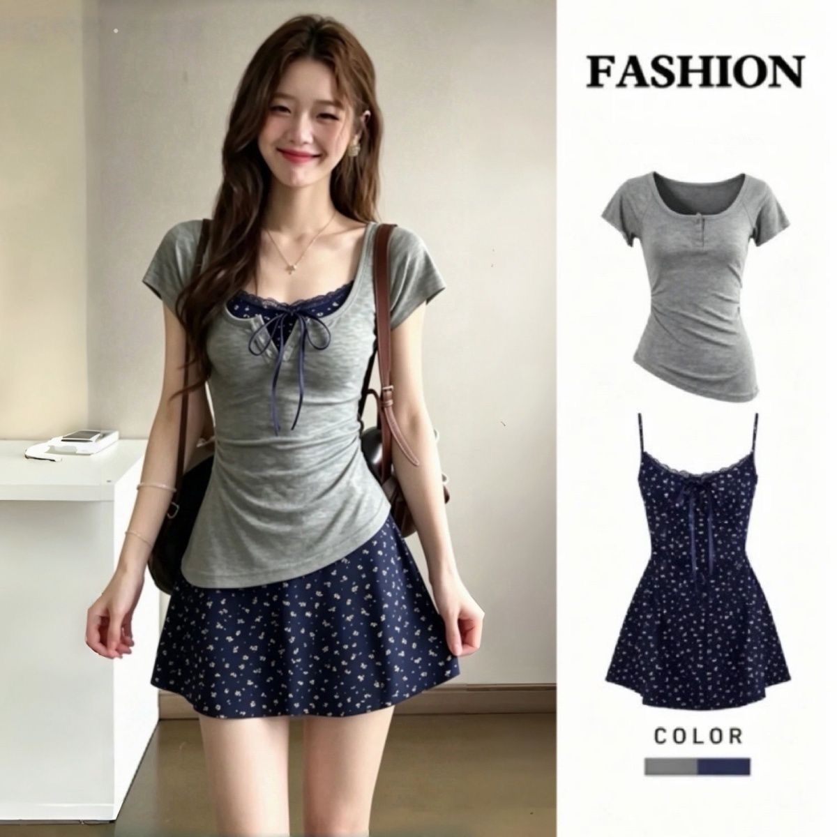 Women's French Graceful Slim L - Korean Style A Line Shirt Dress recension och pris