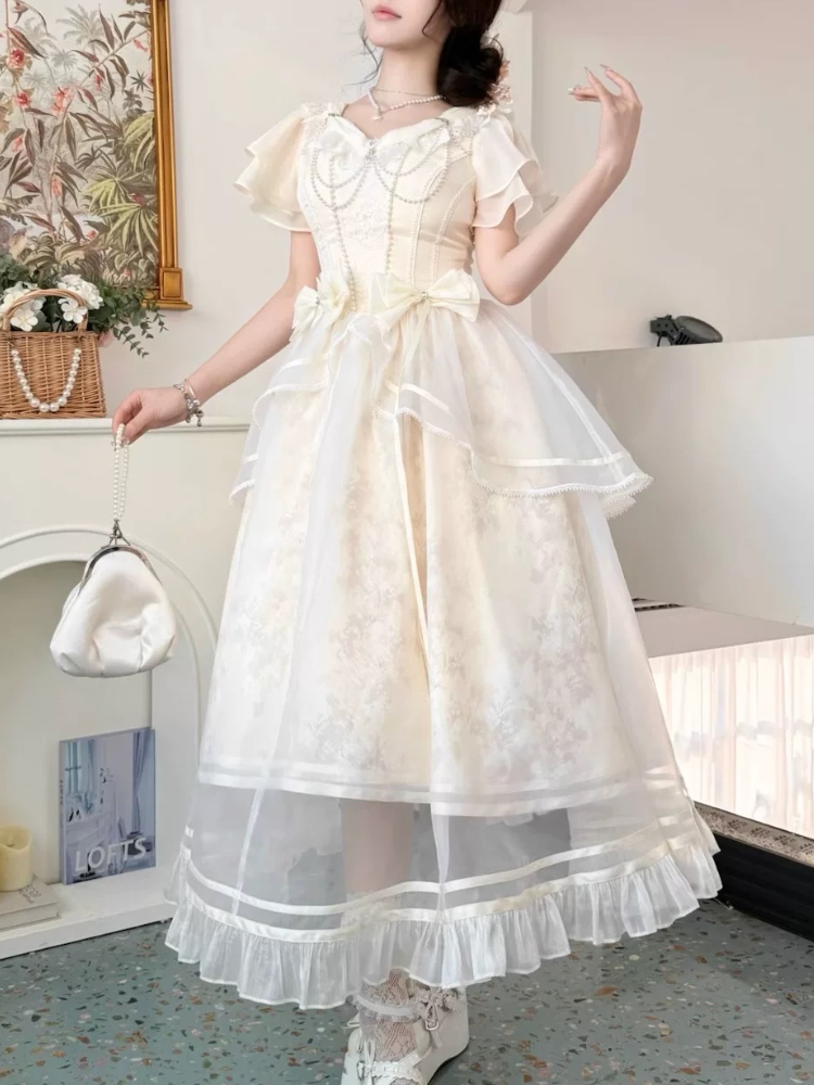 Forest Style Sweet Vintage Bow - French Vintage Floral Midi Dress recension och pris