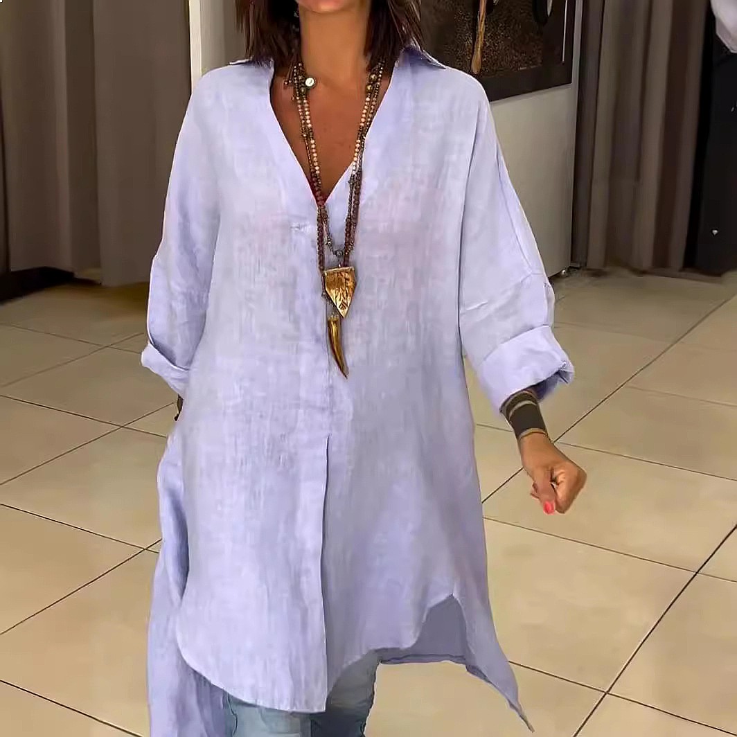 Women's Linen Shirt Dress Loos - Casual Loose Linen Shirt Dress recension och pris
