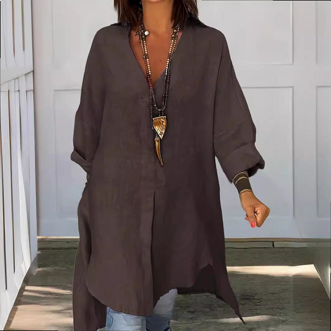Women's Linen Shirt Dress Loos - Casual Loose Linen Shirt Dress recension och pris