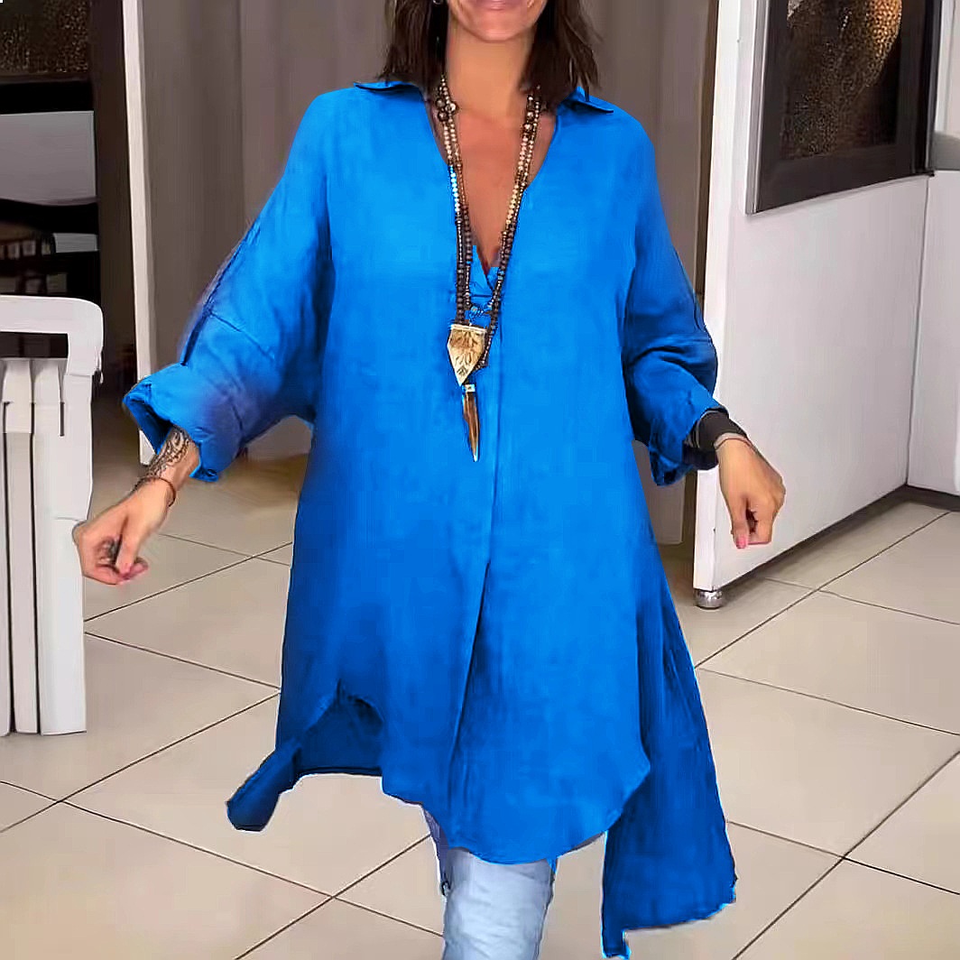 Women's Linen Shirt Dress Loos - Casual Loose Linen Shirt Dress recension och pris