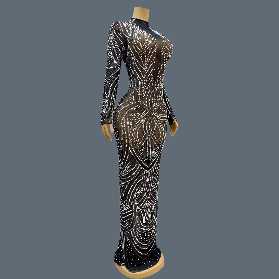 Black New Style Sparkly Rhines - Sparkly Rhinestone Club Party Dress recension och pris
